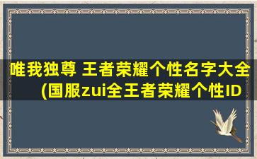 唯我独尊 王者荣耀个性名字大全(国服zui全王者荣耀个性ID大全，以唯我独尊为主题)